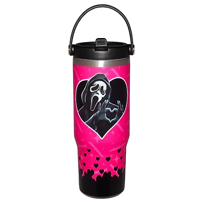 Ghost Face Heart Travel Tumbler with Handle - 30 oz.