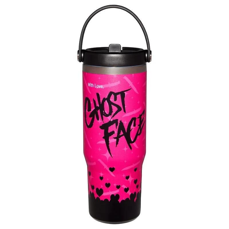Ghost Face Heart Travel Tumbler with Handle - 30 oz.