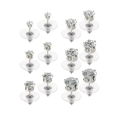 CZ Round Stud Earrings - 12 Pack