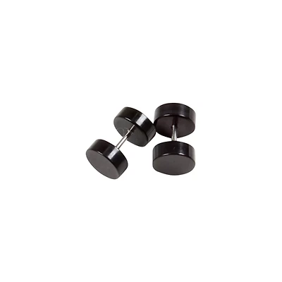 Black Plain Fake Plug Earrings 2 Pack - 16 Gauge