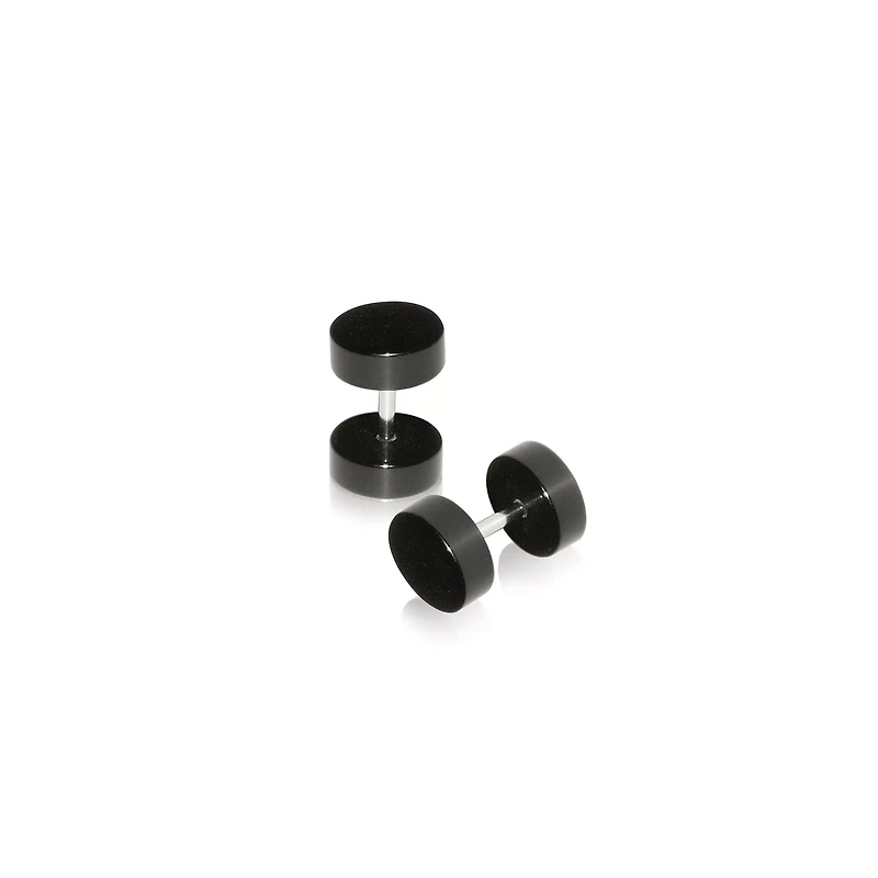 Black Plain Fake Plug Earrings 2 Pack - 16 Gauge