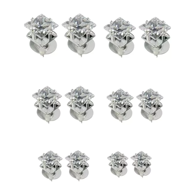 Square Clear C Stud Earrings 12 Pack