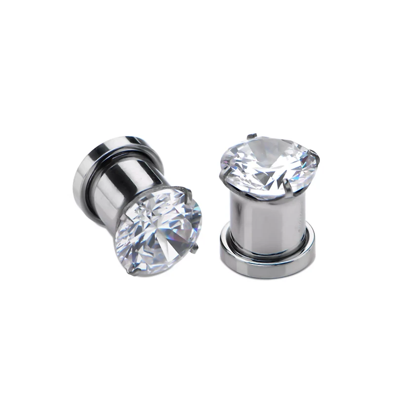 Clear CZ Silver-Plated Plugs