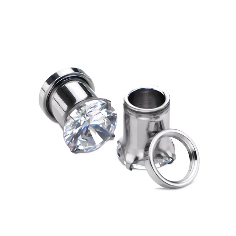 Clear CZ Silver-Plated Plugs