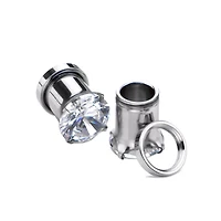 Clear CZ Silver-Plated Plugs