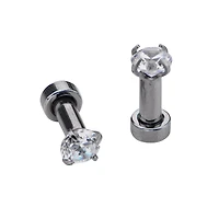 Clear CZ Silver-Plated Plugs