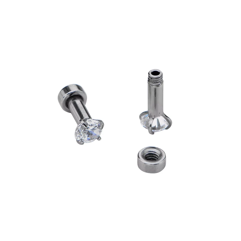 Clear CZ Silver-Plated Plugs