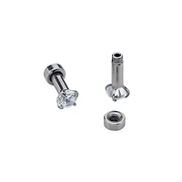 Clear CZ Silver-Plated Plugs