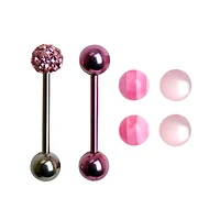 Striped Barbell Set - 14 Gauge Pink