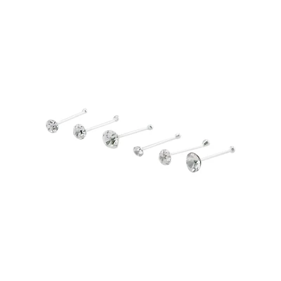 Multi-Pack CZ Stud Nose Rings - 6 Pack