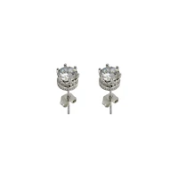 Clear CZ Prong Crown Base Stud Earrings