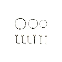 Multi-Pack CZ Nose Rings - 9 Pack