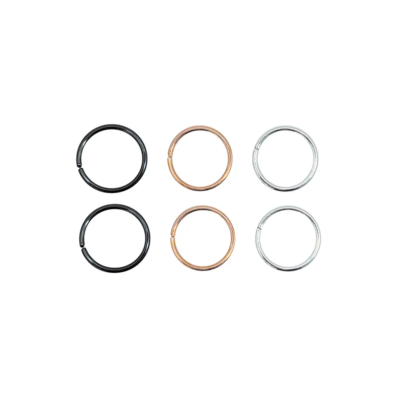 Multi-Pack Multicolor Seamless Nose Rings 6 Pack - 20 Gauge