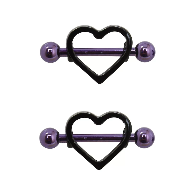 Black Heart Nipple Shields - 14 Gauge