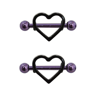 Black Heart Nipple Shields - 14 Gauge