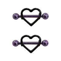 Black Heart Nipple Shields - 14 Gauge