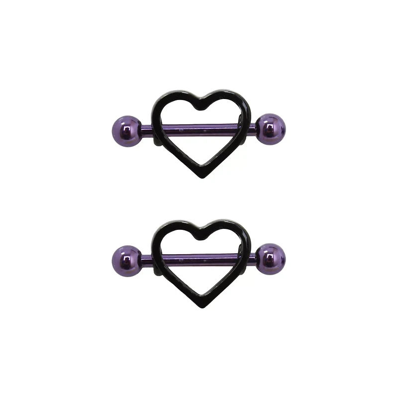 Black Heart Nipple Shields - 14 Gauge