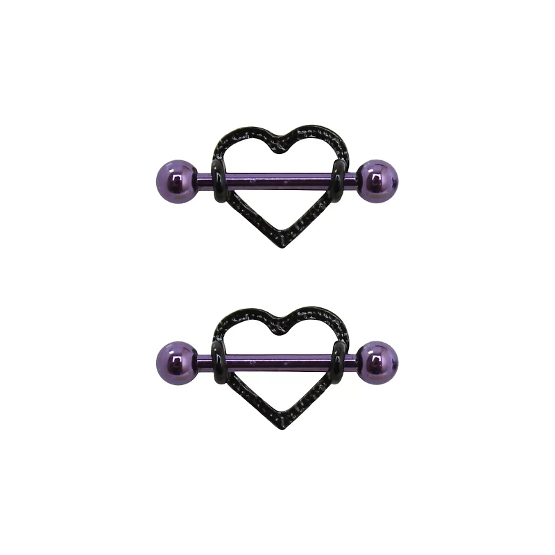 Black Heart Nipple Shields - 14 Gauge