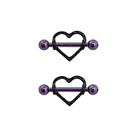 Black Heart Nipple Shields - 14 Gauge