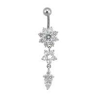 CZ Flower Dangle Belly Ring