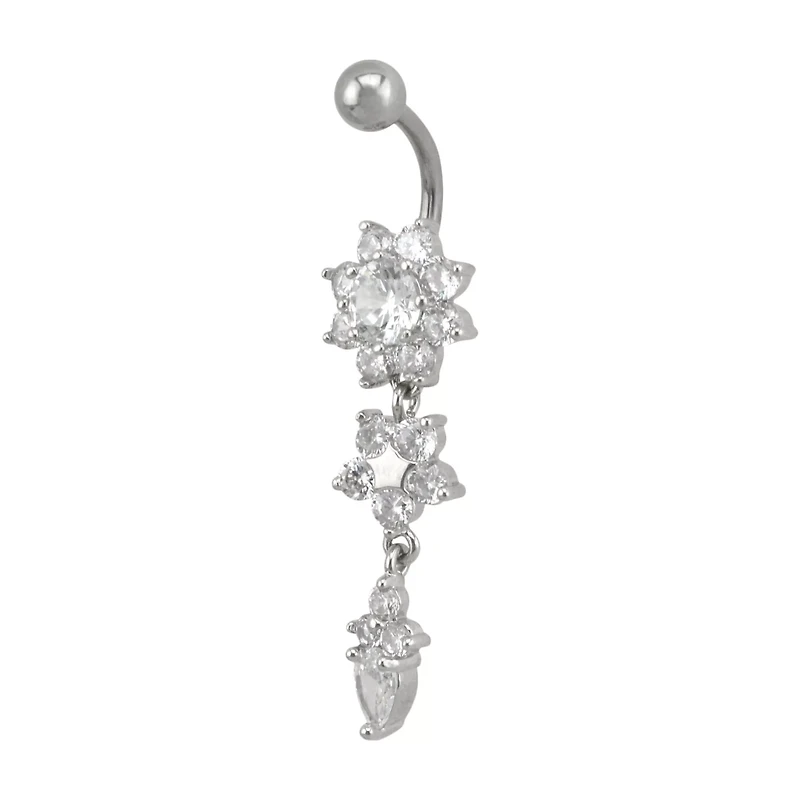 CZ Flower Dangle Belly Ring