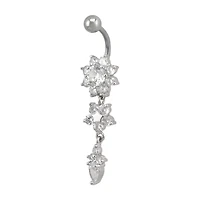 CZ Flower Dangle Belly Ring