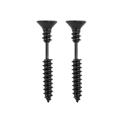 Black Screw Fake Taper Earrings - 16 Gauge