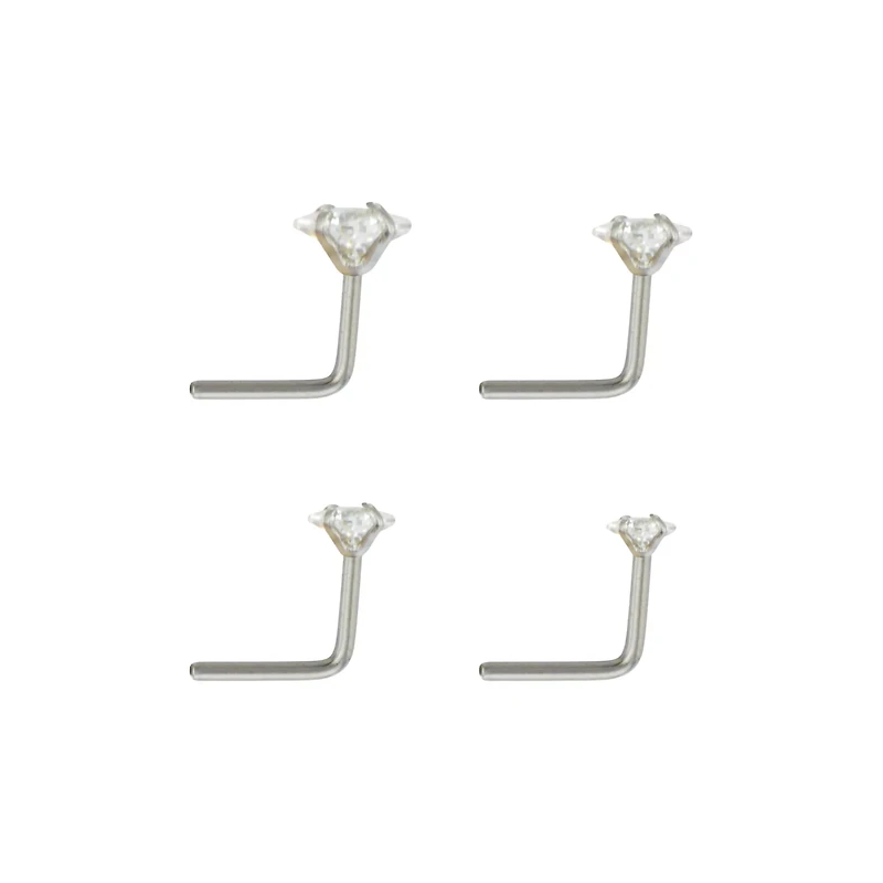 Multi-Pack CZ L-Bend Nose Rings