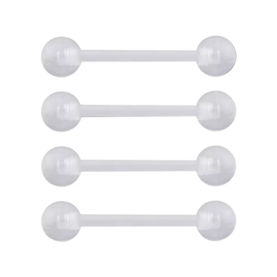 Multi-Pack Silver-Tone Barbells - 4 Pack