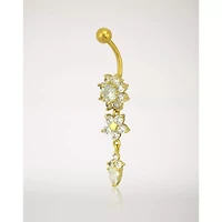 Goldtone CZ Flower Dangle Belly Ring