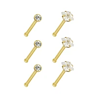 CZ Stud Nose Rings - 6 Pack