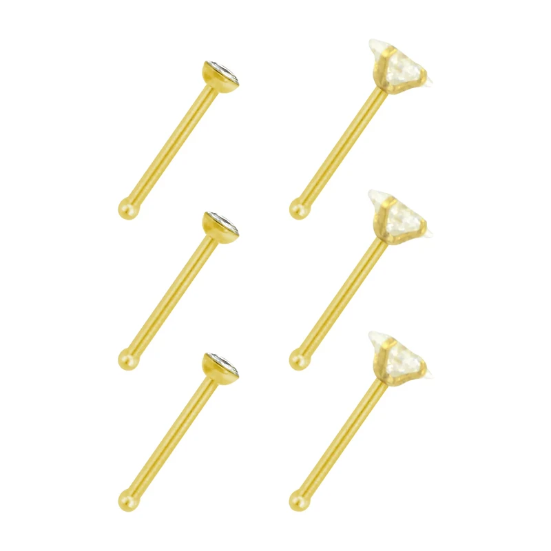 CZ Stud Nose Rings - 6 Pack