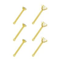 CZ Stud Nose Rings - 6 Pack