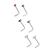 Multi-Color L-Bend Nose Ring - 6 Pack