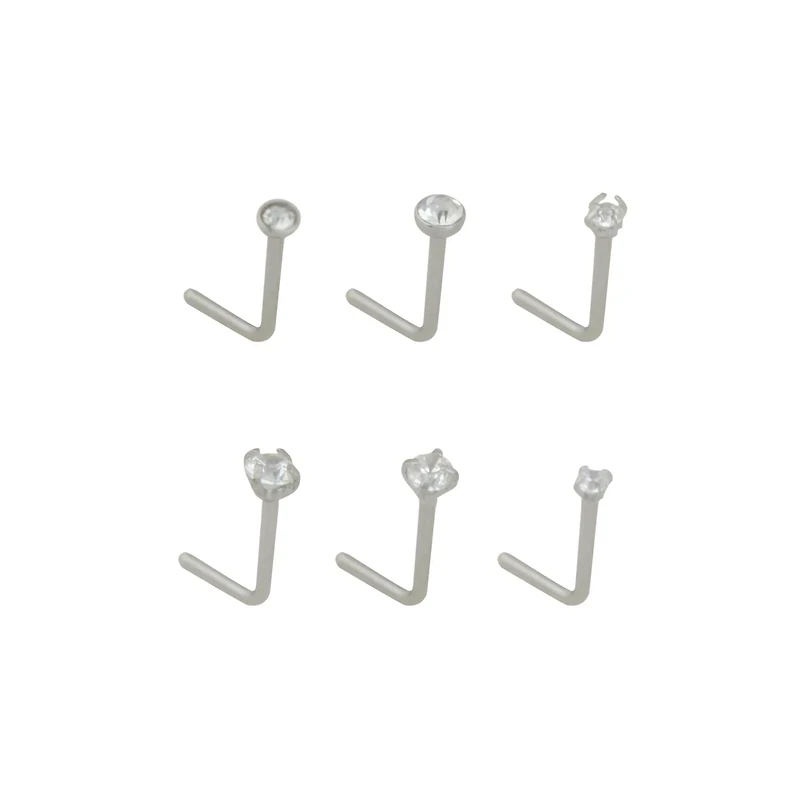 Multi-Pack CZ L-Bend Nose Rings