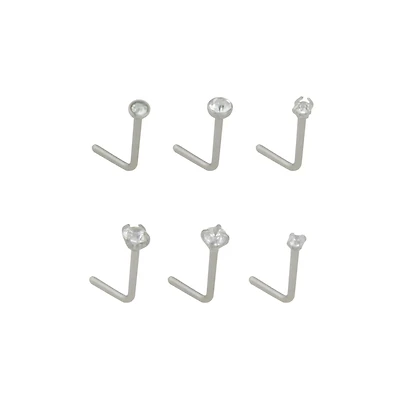 Multi-Pack CZ L-Bend Nose Rings