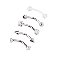 Multi-Pack CZ Curved Barbells 5 Pack - 16 Gauge