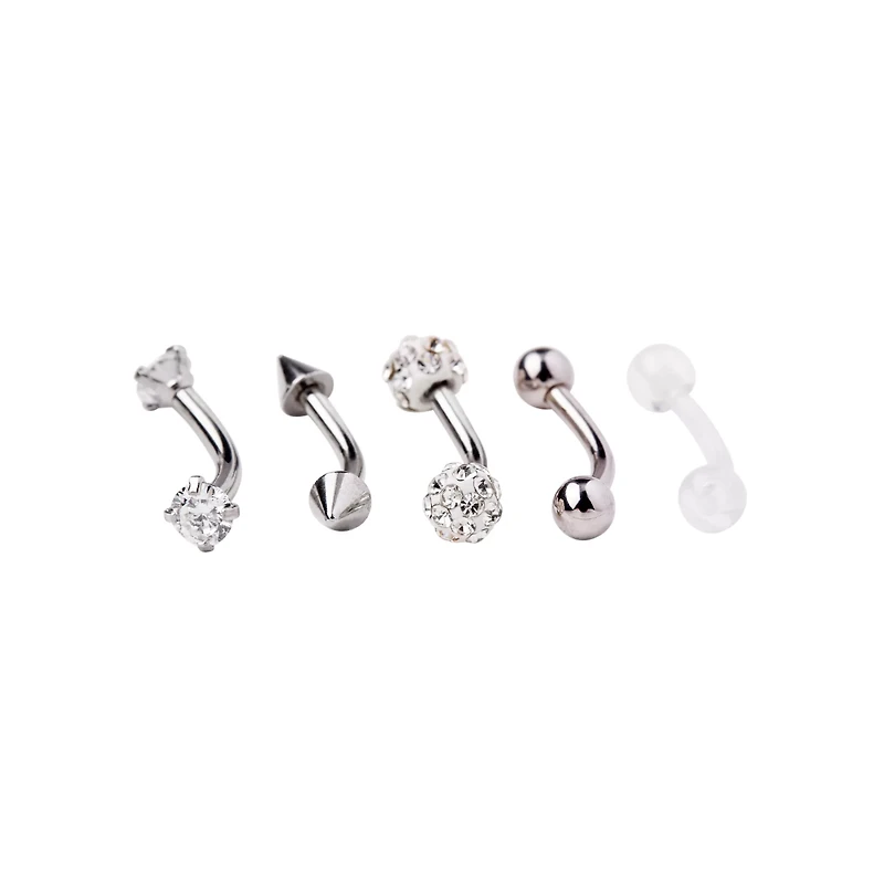 Multi-Pack CZ Curved Barbells 5 Pack - 16 Gauge