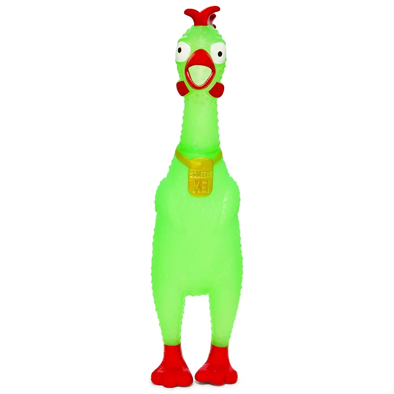 Neon Green Squeeze Plastic Chicken