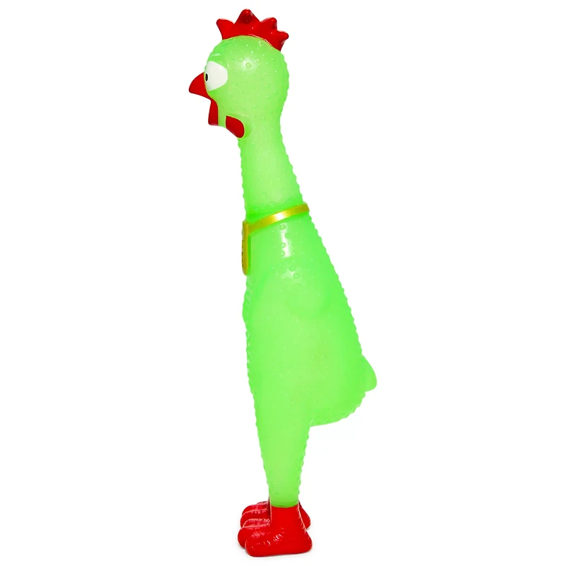 Neon Green Squeeze Plastic Chicken