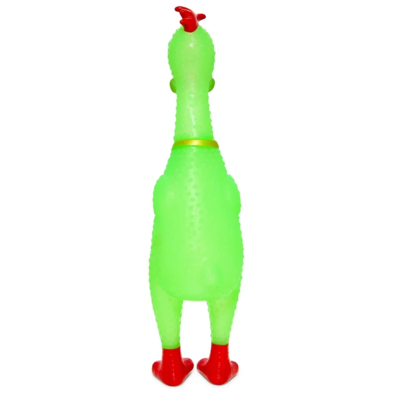 Neon Green Squeeze Plastic Chicken