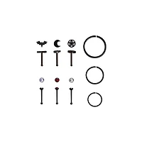 Multi-Pack Red CZ Witchcore Stud & Hoop Nose Rings - 9 Pack