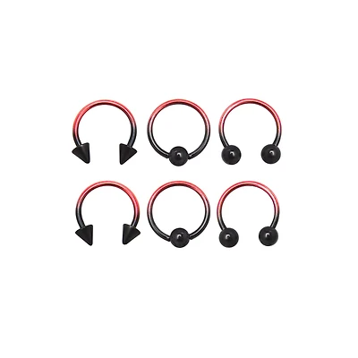 Multi-Pack Ombre Horseshoe Rings and Captive - 3 Pair