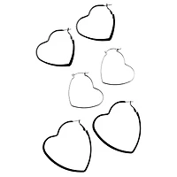 Heart Hoop Earrings - 3 Pack