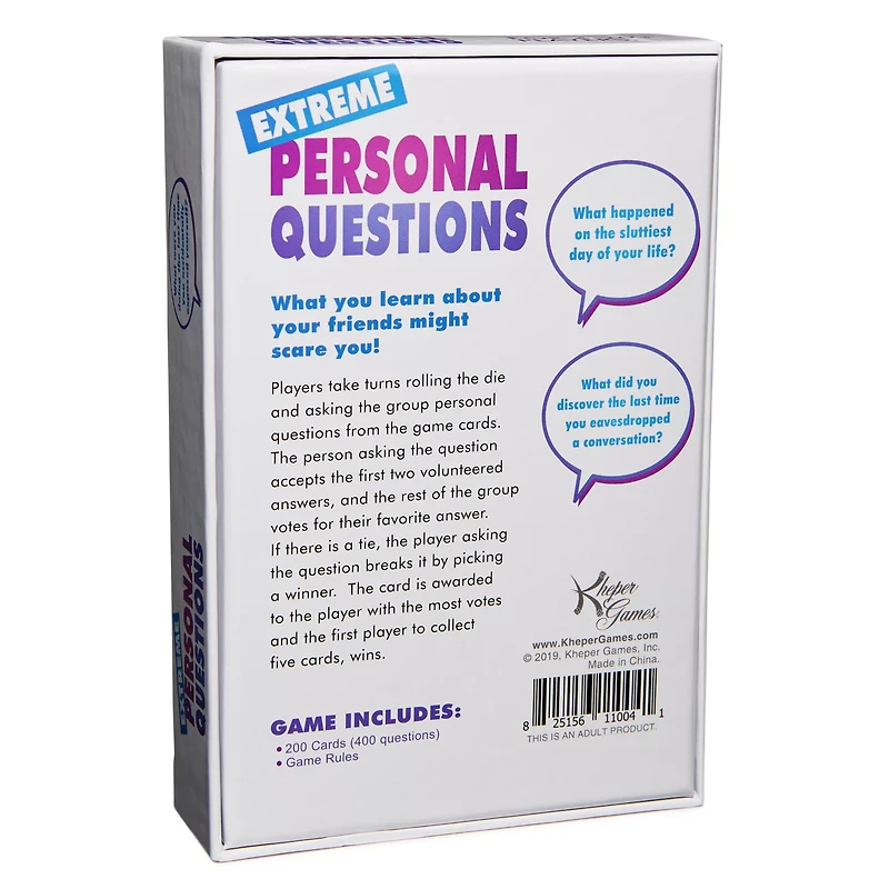 Extreme Personal Questions Card Game