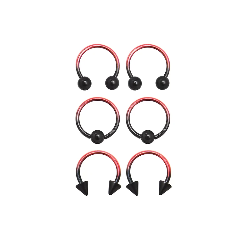 Multi-Pack Ombre Horseshoe Rings and Captive - 3 Pair