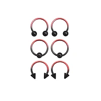Multi-Pack Ombre Horseshoe Rings and Captive - 3 Pair