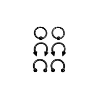 Multi-Pack Horseshoe and Captive Rings 3 Pair - 16 Gauge