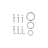 Multi-Pack CZ Nose Rings - 9 Pack