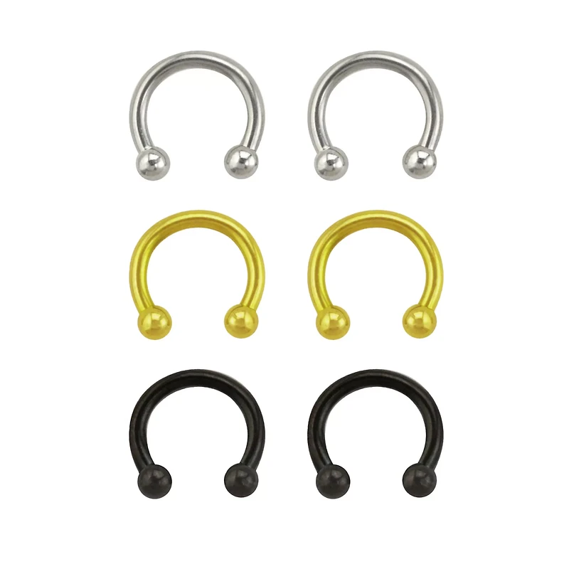 Multi-Pack Plated Horseshoe Rings - 3 Pair